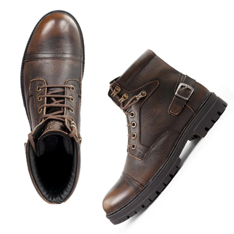 Bacca Bucci Brown Street Fighter Chukka Derby Motorcycle Boots for Men | Best Price UAE